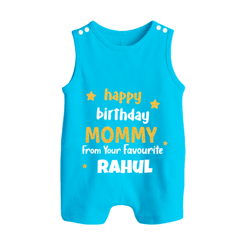 Baby's First Wish for Mom | Happy Birthday Playsuit/Romper Suit Romper | Name Print Available - SKY BLUE - 0 - 5 Months Old (Chest 18")