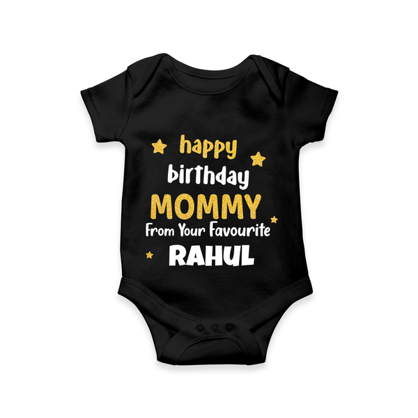 Baby's First Wish for Mom | Happy Birthday Bodysuit/Onesie | Name Print Available - BLACK - 0 - 3 Months Old (Chest 16")