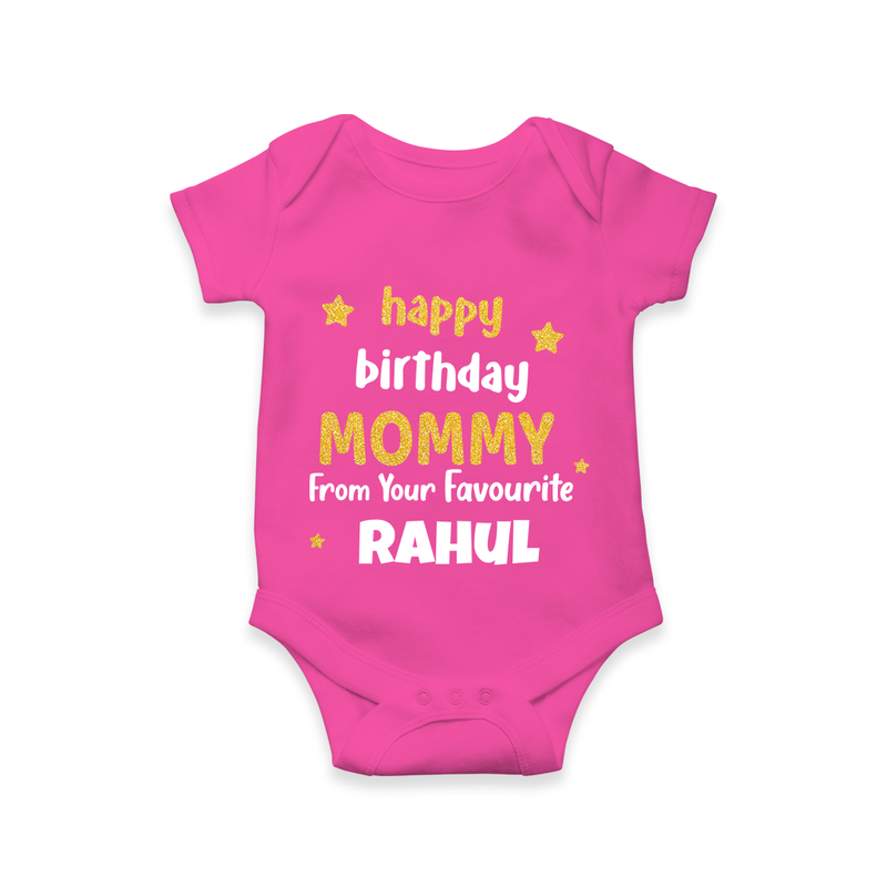 Baby's First Wish for Mom | Happy Birthday Bodysuit/Onesie | Name Print Available - HOT PINK - 0 - 3 Months Old (Chest 16")