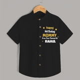 Baby's First Wish for Mom | Happy Birthday Shirt | Name Print Available - BLACK - 0 - 6 Months Old (Chest 23")