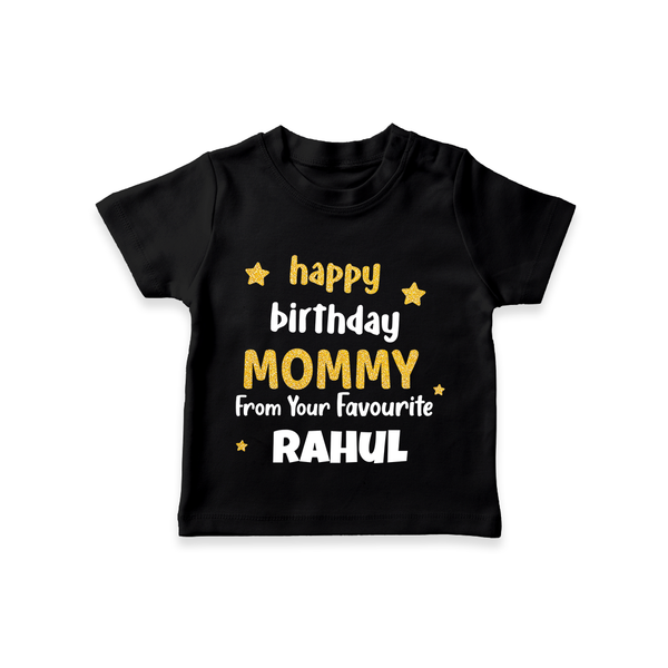 Baby's First Wish for Mom | Happy Birthday T-Shirt | Name Print Available - BLACK - 0-5 Months Old (Chest 17")