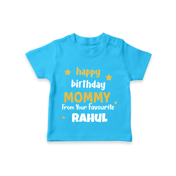 Baby's First Wish for Mom | Happy Birthday T-Shirt | Name Print Available - SKY BLUE - 0-5 Months Old (Chest 17")