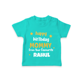 Baby's First Wish for Mom | Happy Birthday T-Shirt | Name Print Available - TEAL - 0-5 Months Old (Chest 17")