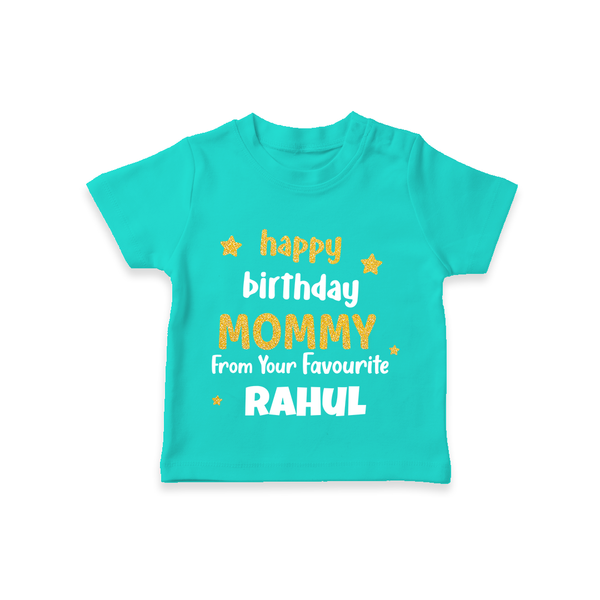 Baby's First Wish for Mom | Happy Birthday T-Shirt | Name Print Available - TEAL - 0-5 Months Old (Chest 17")
