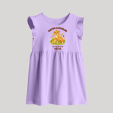 1st Birthday Wish for Mom from Baby | Cotton Printed Baby Frock - LILAC - 0 - 3 Months Old (Chest 17")