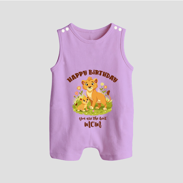 1st Birthday Wish for Mom from Baby | Cotton Printed Romper/Sleeveless Romper - LILAC - 0 - 5 Months Old (Chest 18")