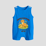 "The Perfect Birthday Gift For Mom - Baby Cute Celebration Romper Suit" - ROYAL BLUE - 0 - 5 Months Old (Chest 18")