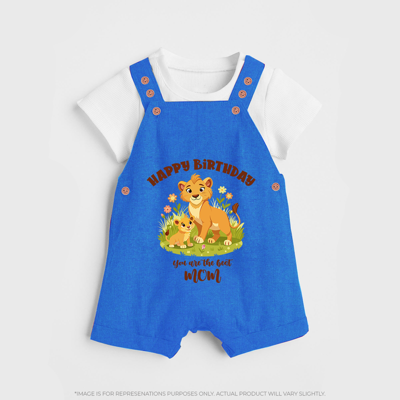 "The Perfect Birthday Gift For Mom - Baby Cute Celebration Dungaree Set" - COBALT BLUE - 0 - 5 Months Old (Chest 18")