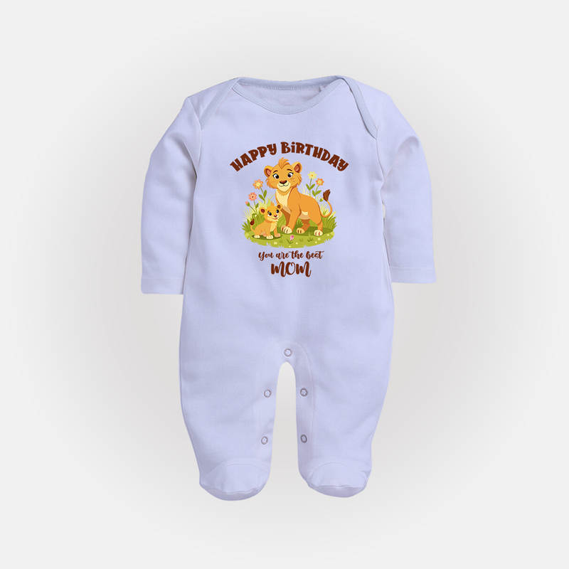 "The Perfect Birthday Gift For Mom - Baby Cute Celebration Sleep Suit" - BABY BLUE - New Born (Chest 7.5")