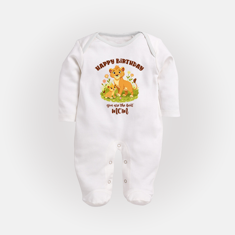 "The Perfect Birthday Gift For Mom - Baby Cute Celebration Sleep Suit" - WHITE - New Born (Chest 7.5")