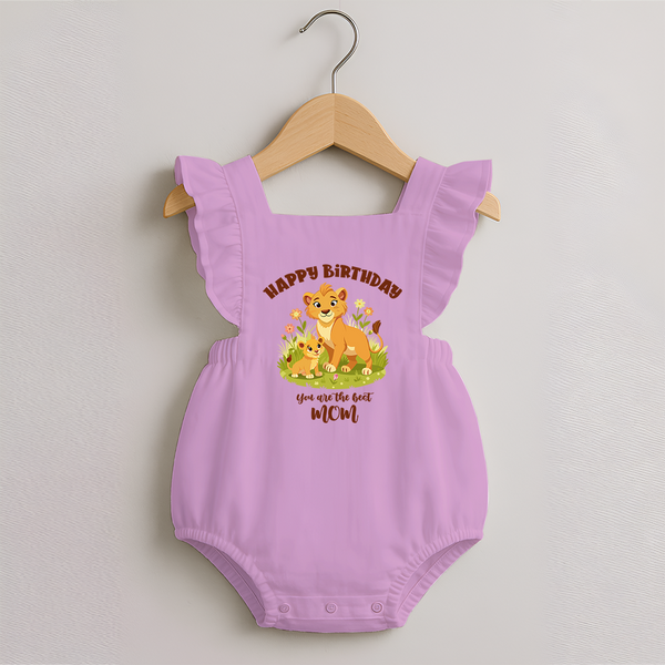 1st Birthday Wish for Mom from Baby | Cotton Printed Romper Frock - BABY PINK - 0 - 3 Months Old (Chest 19")