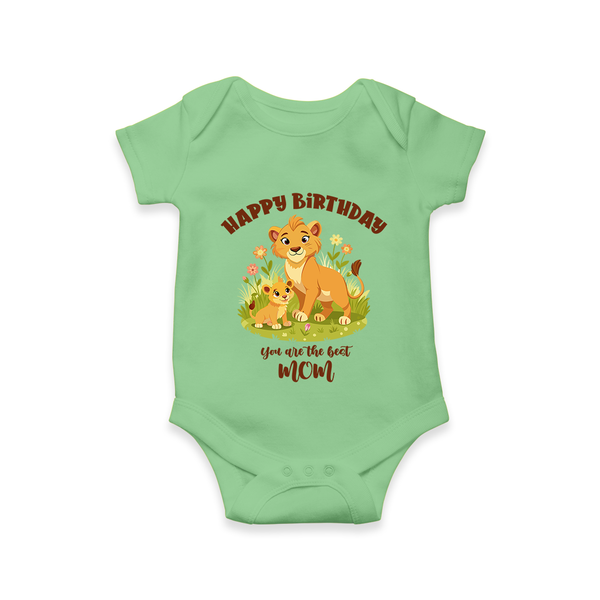 1st Birthday Wish for Mom from Baby | Cotton Printed Romper/Onesie - GREEN - 0 - 3 Months Old (Chest 16")