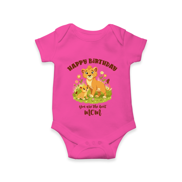 1st Birthday Wish for Mom from Baby | Cotton Printed Romper/Onesie - HOT PINK - 0 - 3 Months Old (Chest 16")