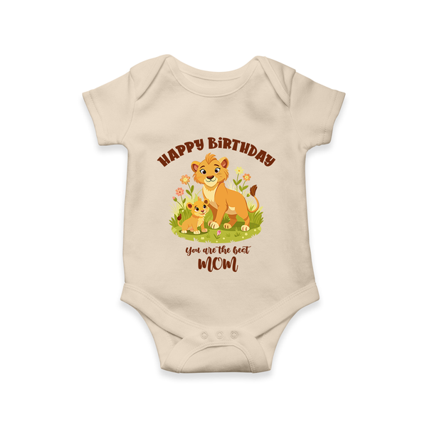 1st Birthday Wish for Mom from Baby | Cotton Printed Romper/Onesie - IVORY - 0 - 3 Months Old (Chest 16")