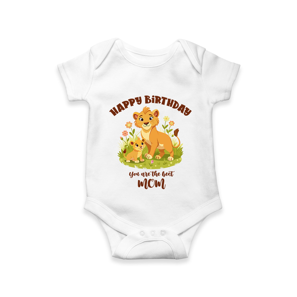 1st Birthday Wish for Mom from Baby | Cotton Printed Romper/Onesie - WHITE - 0 - 3 Months Old (Chest 16")