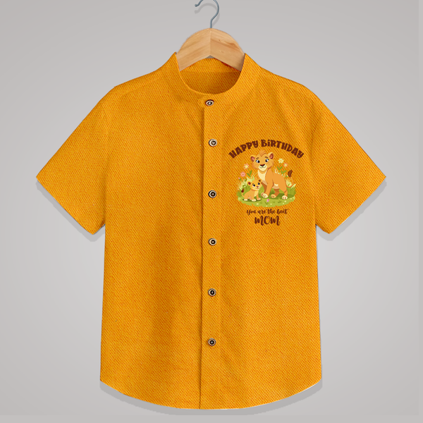 1st Birthday Wish for Mom from Baby | Cotton Printed Shirt - CHROME YELLOW - 0 - 6 Months Old (Chest 23")