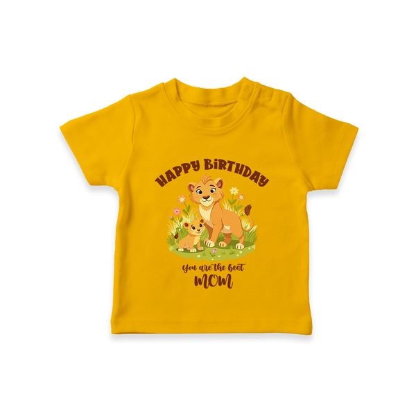 1st Birthday Wish for Mom from Baby | Cotton Printed T-Shirt - CHROME YELLOW - 0-5 Months Old (Chest 17")