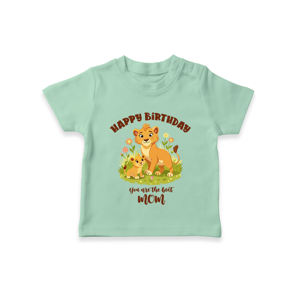 1st Birthday Wish for Mom from Baby | Cotton Printed T-Shirt - MINT GREEN - 0-5 Months Old (Chest 17")