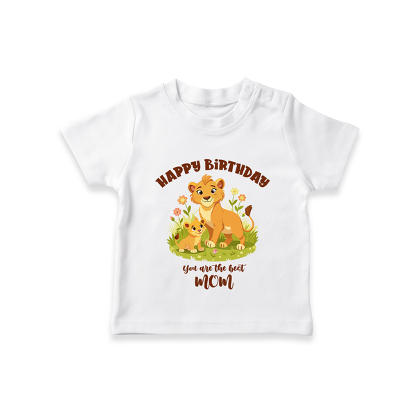 1st Birthday Wish for Mom from Baby | Cotton Printed T-Shirt - WHITE - 0-5 Months Old (Chest 17")