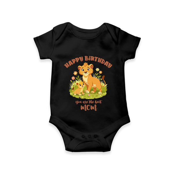 1st Birthday Wish for Mom from Baby | Cotton Printed Romper/Onesie - BLACK - 0 - 3 Months Old (Chest 16")