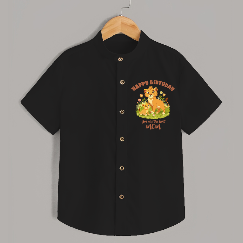 1st Birthday Wish for Mom from Baby | Cotton Printed Shirt - BLACK - 0 - 6 Months Old (Chest 23")