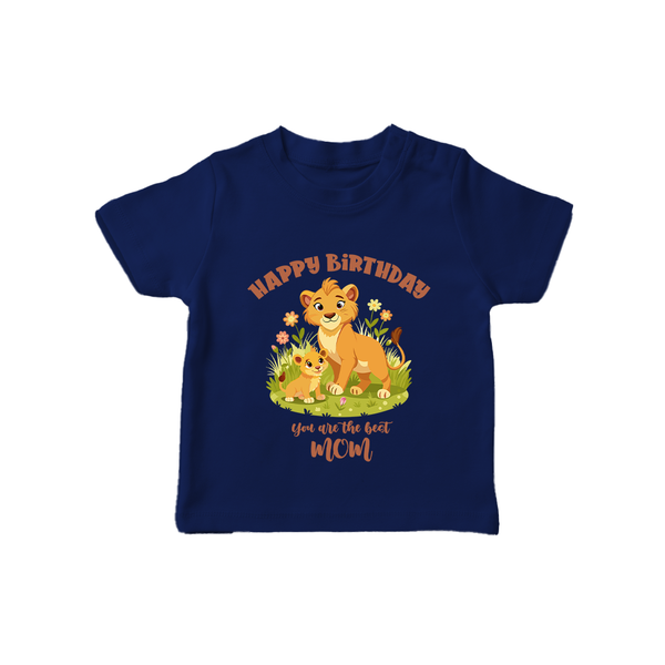 1st Birthday Wish for Mom from Baby | Cotton Printed T-Shirt - NAVY BLUE - 0-5 Months Old (Chest 17")