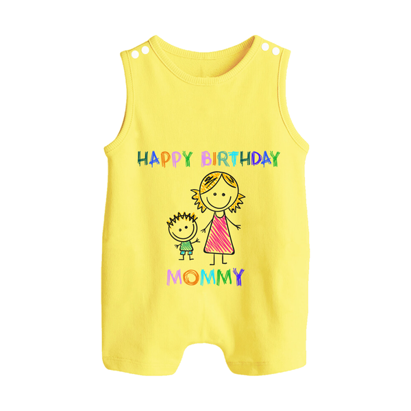 Celebrate Mom's Birthday with Baby Romper/Sleeveless Romper | Cute & Comfy Playsuit/Romper Suit - PASTEL YELLOW - 0 - 5 Months Old (Chest 18")