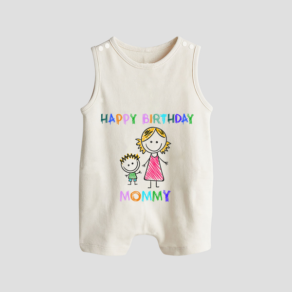 Celebrate Mom's Birthday with Baby Romper/Sleeveless Romper | Cute & Comfy Playsuit/Romper Suit - WHITE - 0 - 5 Months Old (Chest 18")