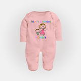 "Happy Birthday Mom - Baby Sleep Suit That Spreads Love And Laughter" - BABY PINK - New Born (Chest 7.5")