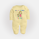 Celebrate Mom's Birthday with Baby Sleep Suit/Full Sleeve Romper | Cute & Comfy Sleep Suit/Full Sleeve Romper - PASTEL YELLOW - New Born (Chest 7.5")