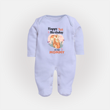 "Happy 1st Birthday As Mommy - The Perfect Baby Sleep Suit For Special Memories" - BABY BLUE - New Born (Chest 7.5")