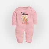 "Happy 1st Birthday As Mommy - The Perfect Baby Sleep Suit For Special Memories" - BABY PINK - New Born (Chest 7.5")