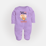 "Happy 1st Birthday As Mommy - The Perfect Baby Sleep Suit For Special Memories" - LILAC - New Born (Chest 7.5")