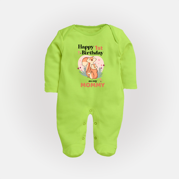 Sleep Suit/Full Sleeve Romper for Mom's Birthday | Adorable Baby Jumpsuit/Bodysuit Outfit - LIME GREEN - New Born (Chest 7.5")