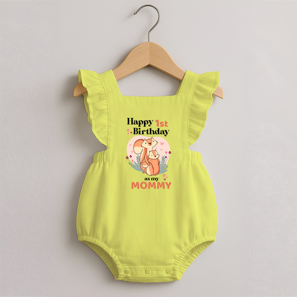 Romper Frock for Mom's Birthday | Adorable Baby Romper Frock Outfit - PASTEL YELLOW - 0 - 3 Months Old (Chest 19")