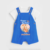 "Happy 1st Birthday As Mommy - The Perfect Baby Dungaree Set For Special Memories" - COBALT BLUE - 0 - 5 Months Old (Chest 18")