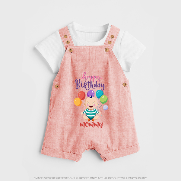 Mommy's Special Day Dungaree Set | Gift from Baby - PEACH - 0 - 5 Months Old (Chest 18")