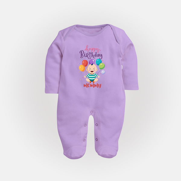 Mommy's Special Day Sleep Suit/Full Sleeve Romper | Gift from Baby - LILAC - New Born (Chest 7.5")