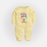 "Make MomÕs Birthday Magical With This Unique Baby Sleep Suit" - PASTEL YELLOW - New Born (Chest 7.5")