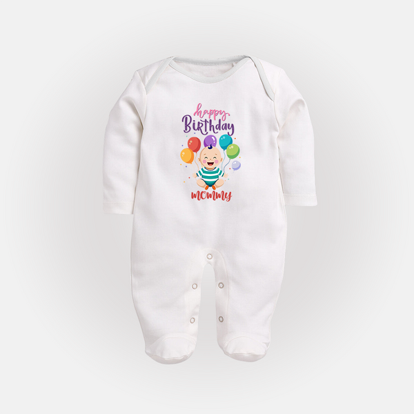 Mommy's Special Day Sleep Suit/Full Sleeve Romper | Gift from Baby - WHITE - New Born (Chest 7.5")