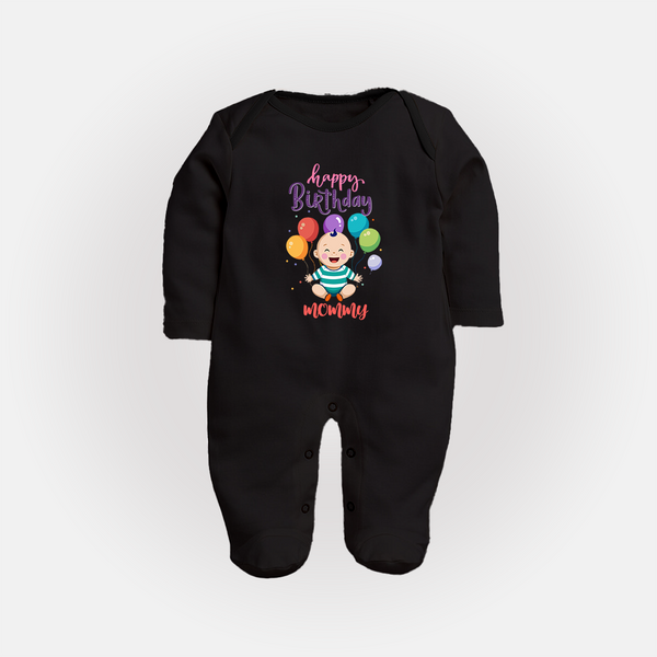 Mommy's Special Day Sleep Suit/Full Sleeve Romper | Gift from Baby - BLACK - New Born (Chest 7.5")