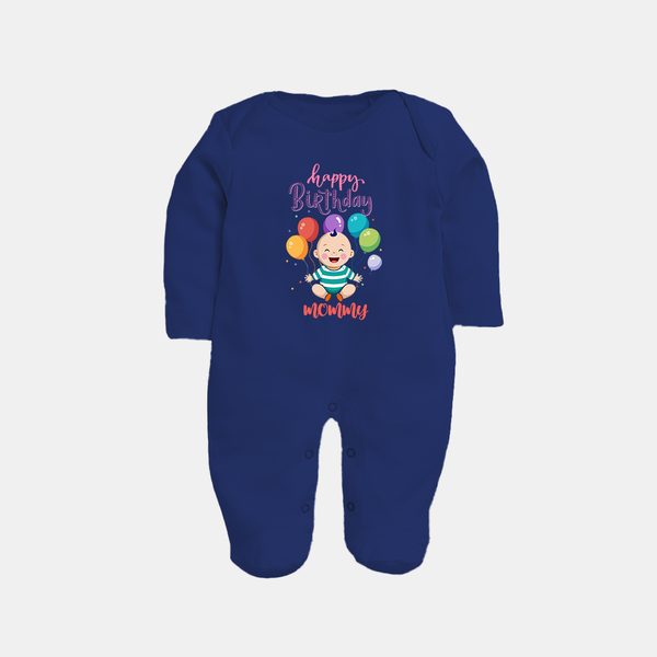 Mommy's Special Day Sleep Suit/Full Sleeve Romper | Gift from Baby - NAVY BLUE - New Born (Chest 7.5")