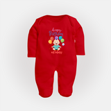 "Make MomÕs Birthday Magical With This Unique Baby Sleep Suit" - RED - New Born (Chest 7.5")