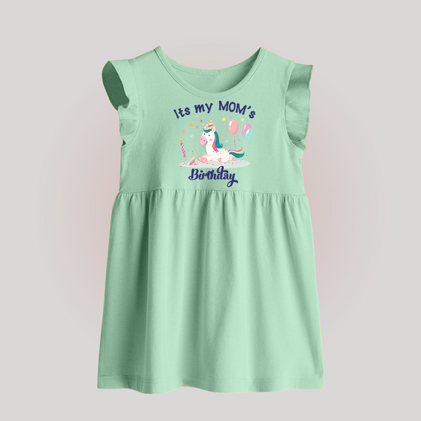 Newborn Baby Frock with Happy Birthday Mom Print | Keepsake Gift Idea - MINT GREEN - 0 - 3 Months Old (Chest 17")