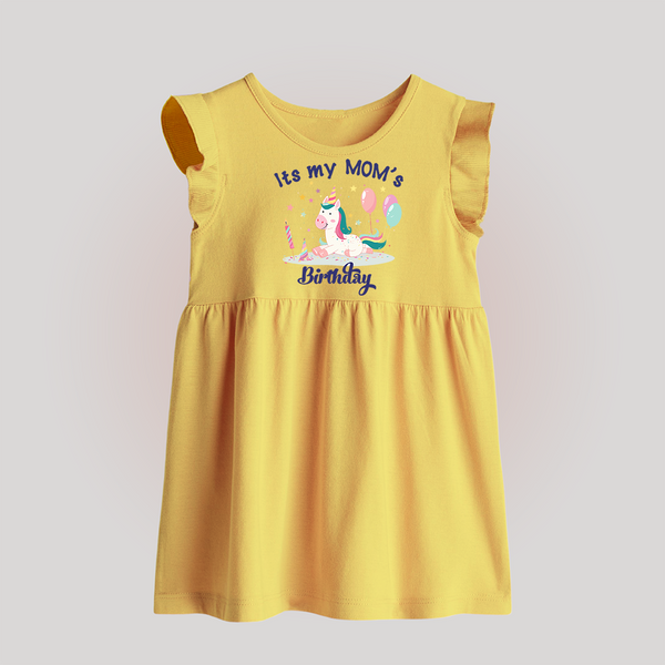 Newborn Baby Frock with Happy Birthday Mom Print | Keepsake Gift Idea - PASTEL YELLOW - 0 - 3 Months Old (Chest 17")