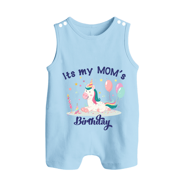 Newborn Romper/Sleeveless Romper with Happy Birthday Mom Print | Keepsake Gift Idea - BABY BLUE - 0 - 5 Months Old (Chest 18")