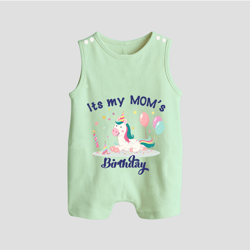 Newborn Romper/Sleeveless Romper with Happy Birthday Mom Print | Keepsake Gift Idea - MINT GREEN - 0 - 5 Months Old (Chest 18")