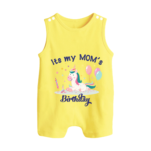 Newborn Romper/Sleeveless Romper with Happy Birthday Mom Print | Keepsake Gift Idea - PASTEL YELLOW - 0 - 5 Months Old (Chest 18")