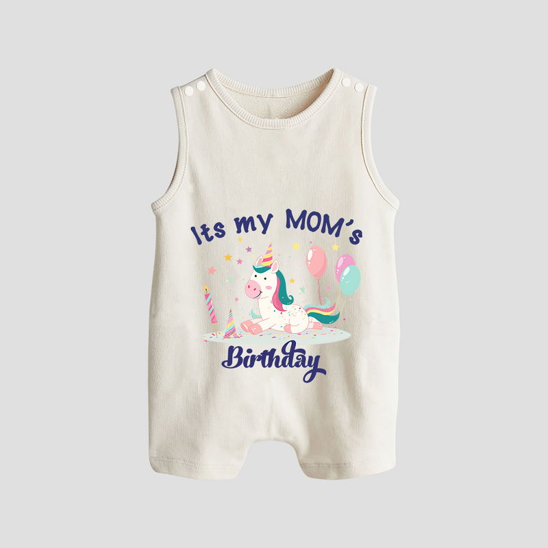 Newborn Romper/Sleeveless Romper with Happy Birthday Mom Print | Keepsake Gift Idea - WHITE - 0 - 5 Months Old (Chest 18")
