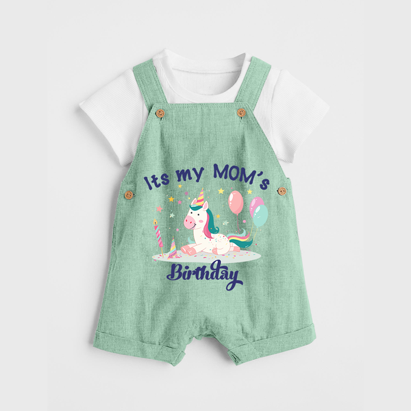 Newborn Dungaree Set with Happy Birthday Mom Print | Keepsake Gift Idea - MINT GREEN - 0 - 5 Months Old (Chest 18")